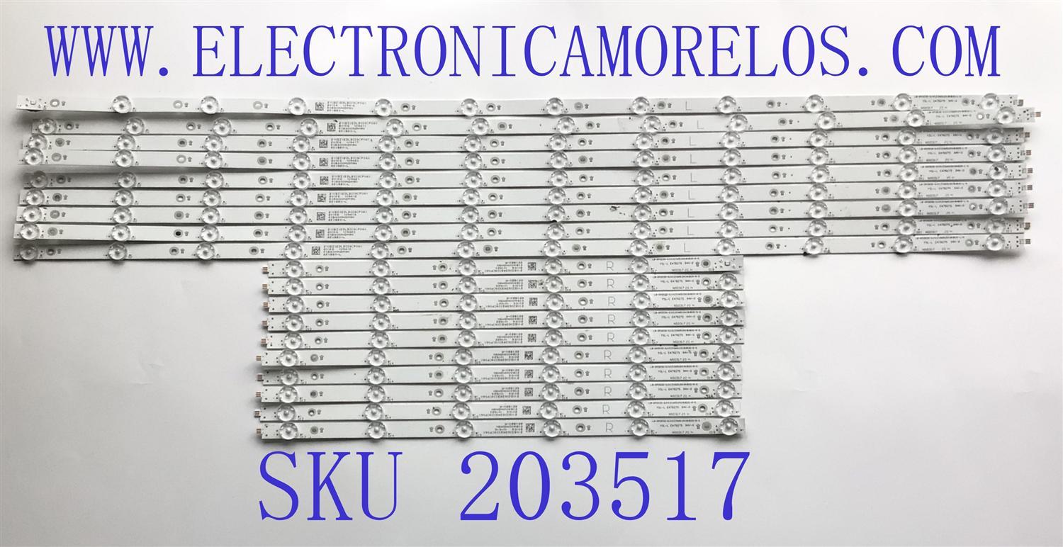 KIT DE LED'S PARA TV VIZIO ((INCOMPLETO SOLO 19 PIEZAS)) / NUMERO DE PARTE NS0317 / LB-GM3030-GJVIZIO6510X18VB20-L-S / LB-GM3030-GJVIZIO6510X18VB20-R-S / 210BZ06DRB339CF04X / 50B2000NDM9N / 65VB20-L / 65VB20-R / PANEL TPT650UA-QVN07.U / MODELO M65Q7-H1 - Imagen 1
